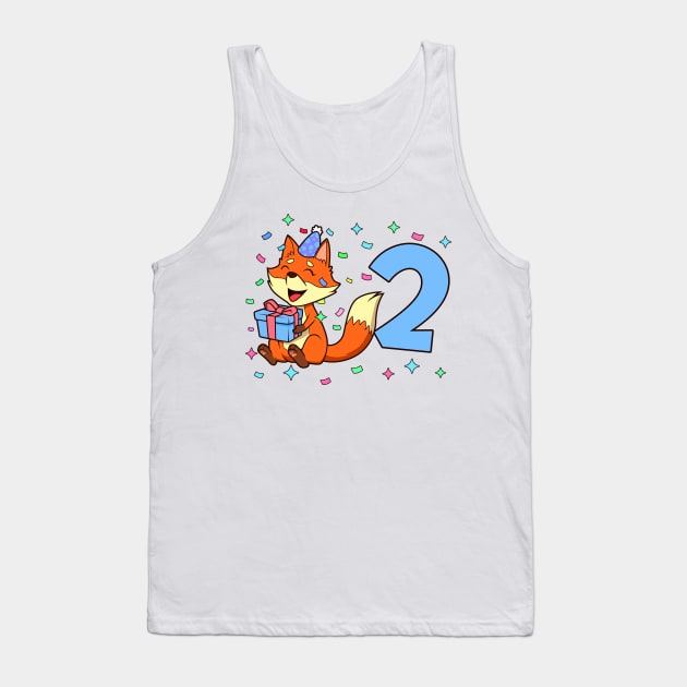 I am 2 with fox - boy birthday 2 years old Tank Top by Modern Medieval Design